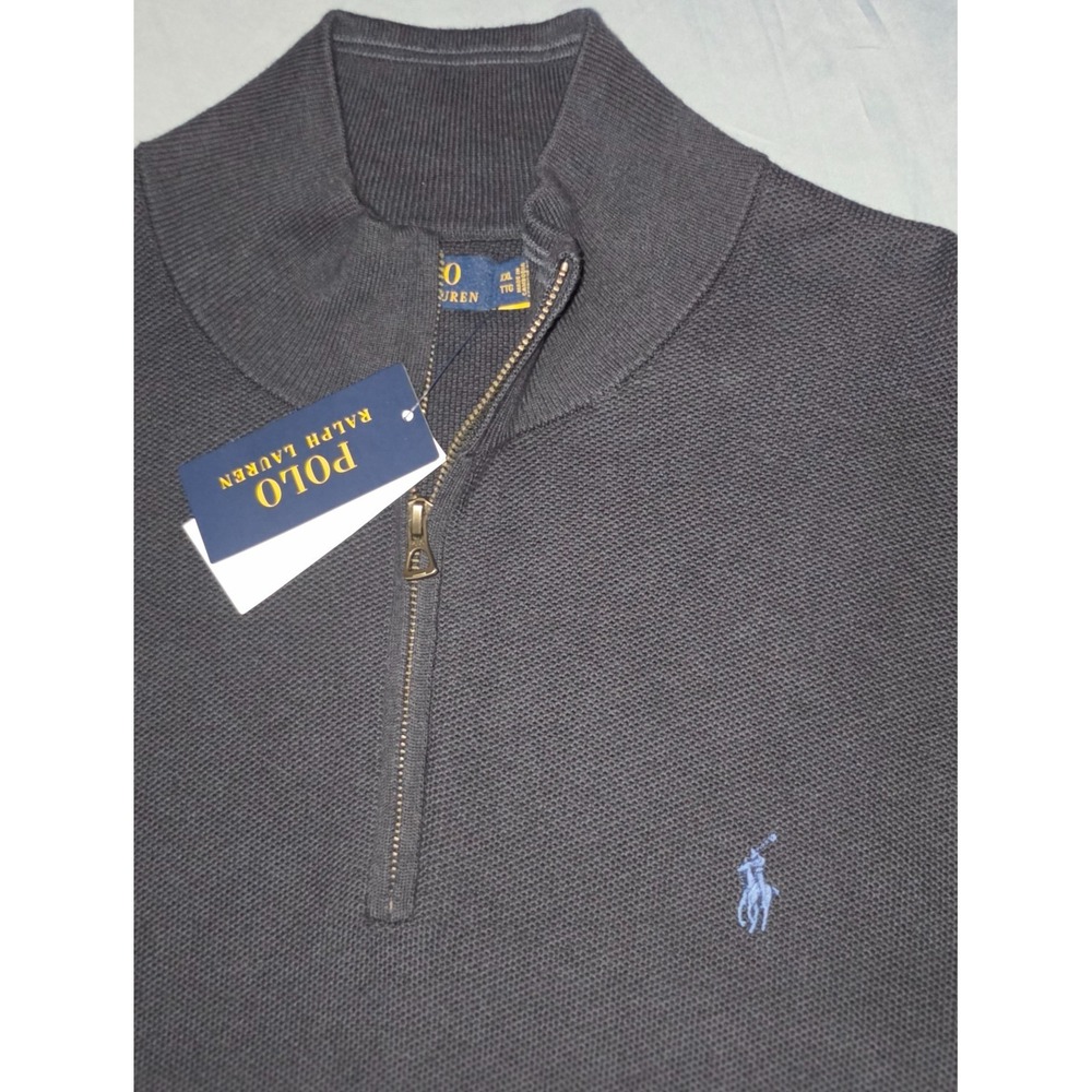 POLO RALPH LAUREN Quarter-Zip‎ Mesh-Knit Sweater Men's Size 2XL Navy - Picture 2 of 8